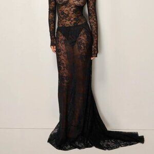 NWT KHY Lace Maxi Skirt With Train